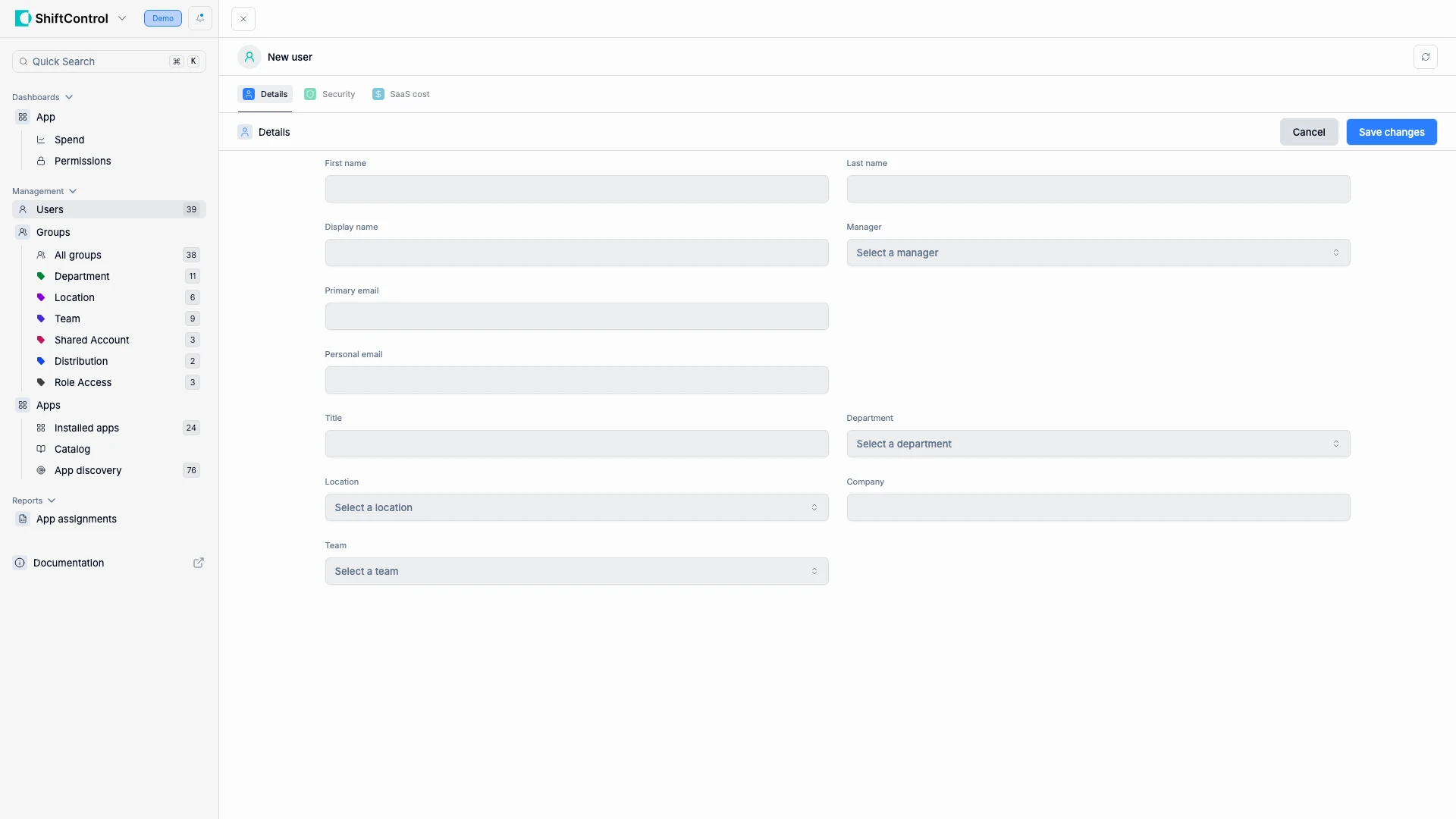User actions